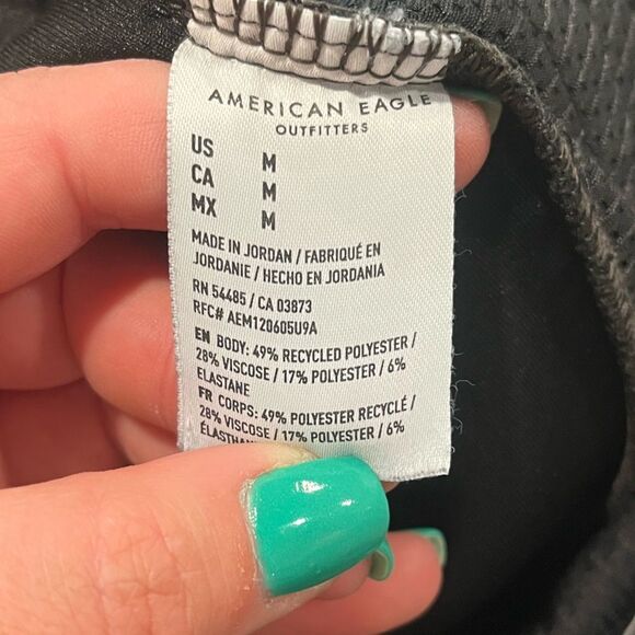 American Eagle Jogger Pants Mid Rise Elastic Waist Zipper Pockets Gray Size M - Picture 7 of 10